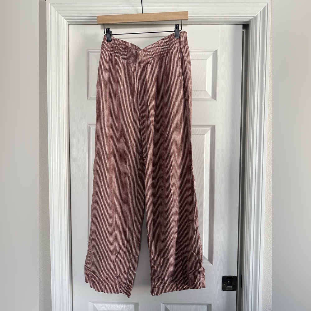 Old Navy women’s linen Wide-Leg striped Pants - Rust